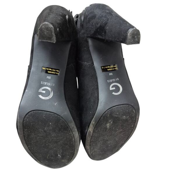 G by Guess Tarrah-SS Black Multi Fabric Faux Suede Booties Lace Up Design Sz 9 - Picture 6 of 7